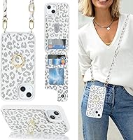 Vista 15 de Funda para iPhone 15 Pro Max con tarjetero para mujer, iPhone 15 Pro Max con correa, cordón cruzado, bloqueo RFID, soporte de anillo, cierre a