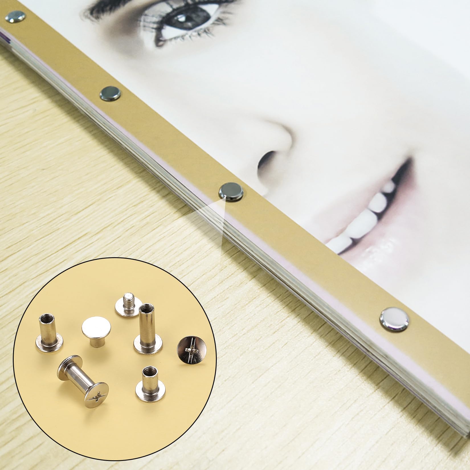180 sztuk śrub Chicago, M4 M5 Wiązane śruby, Chicago Binding Screws, Nity do Bindowania Książek z płaską główką krzyżową, zatrzaski na guziki do książek Nity skórzane