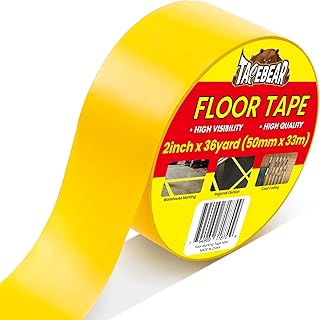 TAPEBEAR Sicherheits Bodenmarkierungsband Gelb 50mm x 33m Hochleistungs Klebeband Industrie Lager Fitnessstudio wasserfest abriebfest rutschfest Farbkodierung Verkehrsabsperrung Sicherheitsmarkierung