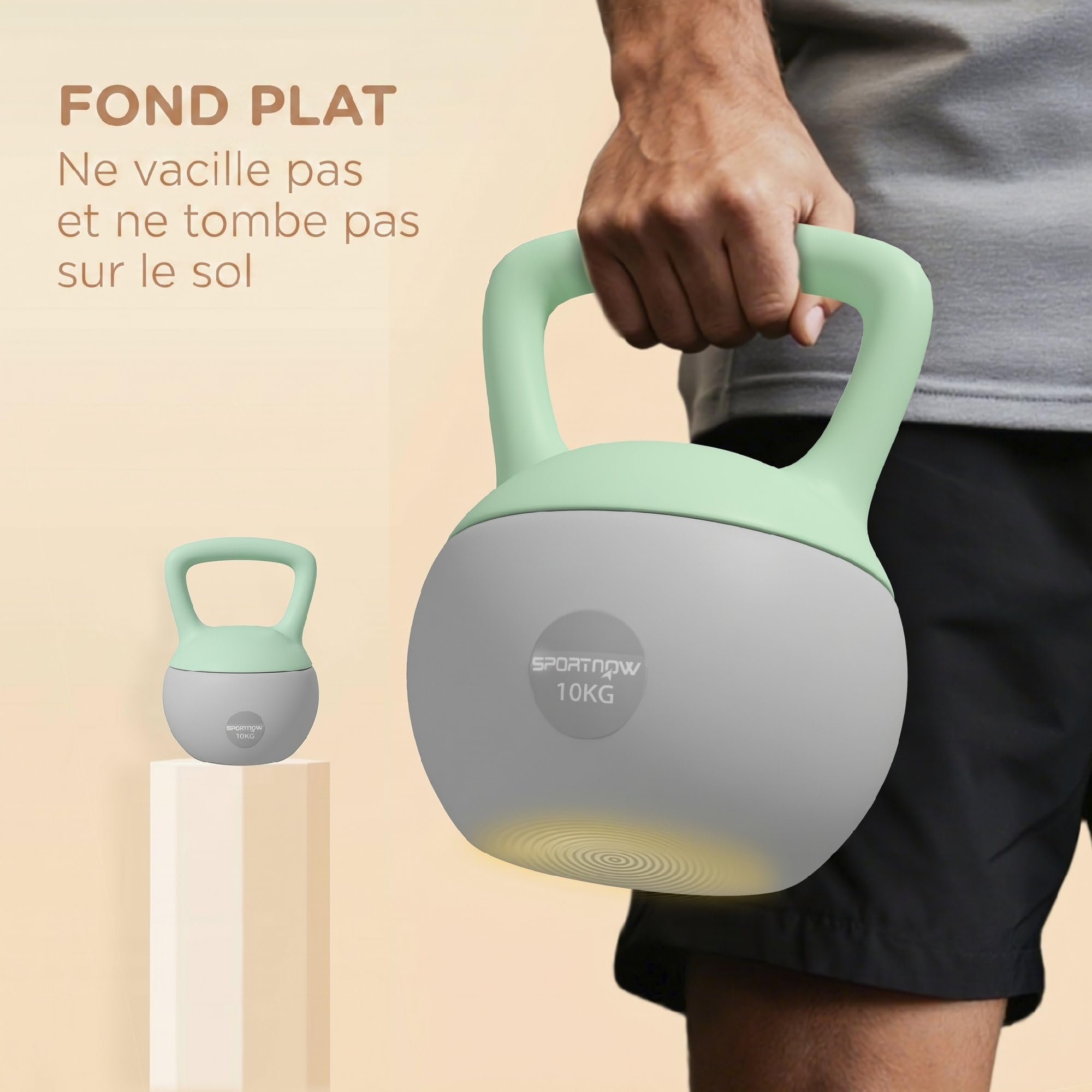 SPORTNOW 8kg Kettlebell Morbida con Manico Antiscivolo, Verde e Grigio | Kettlebell, Sollevamento Pesi, Allenamento della Forza