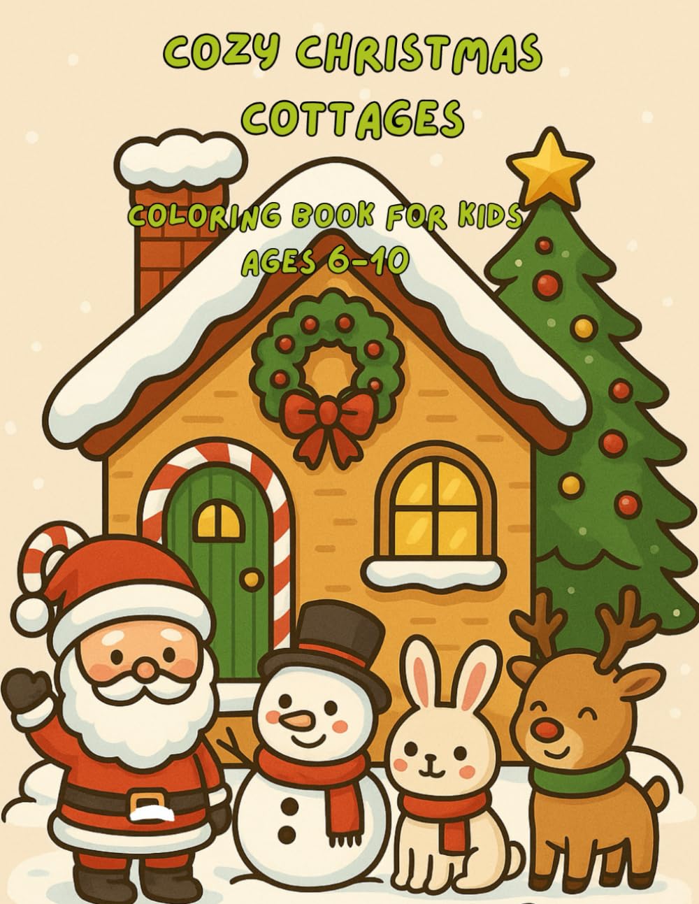 Cozy Christmas Cottages: Coloring Book for kids ages 6-10