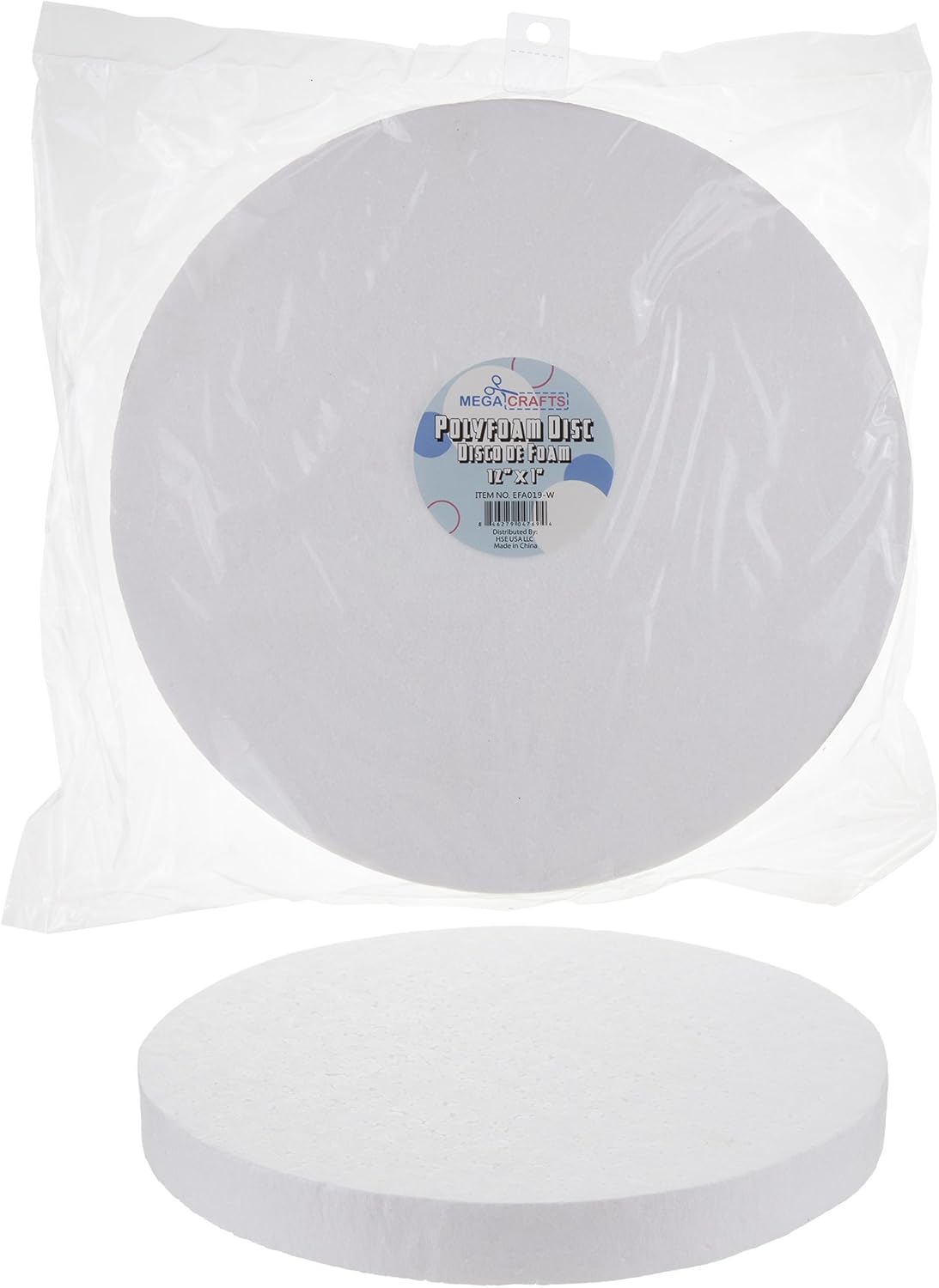 Mega Crafts White Poly Craft Foam 12 Inch Disc, Durable