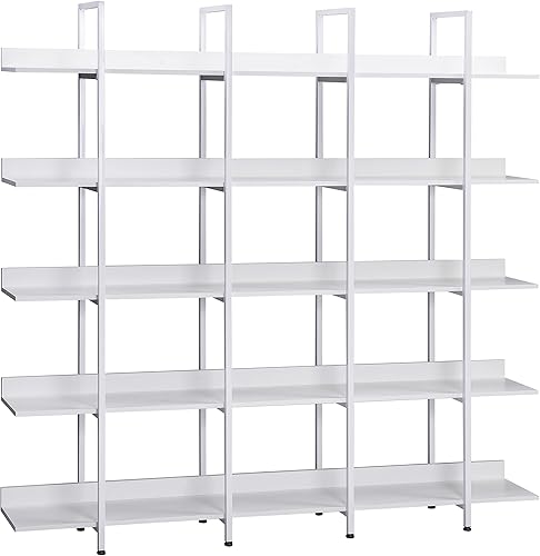 Miniatura 7 de Estantería de 5 niveles para oficina en casa con paneles verticales, estante de almacenamiento independiente abierto con tablero de MDF y marco de