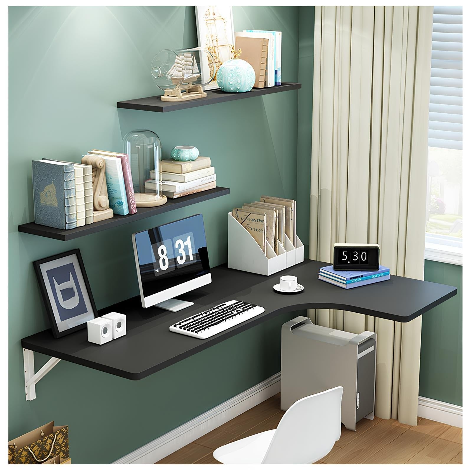Bureau pliable moderne noir 80x60x35 cm pour optimiser l'espace de votre studio