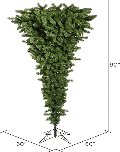 Miniatura 2 de Vickerman Árbol de Navidad artificial verde de 7.5 pies al revés, sin luz, árbol de Navidad sintético al revés, decoración de temporada para