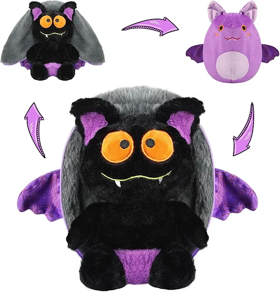 LLUKEME Halloween Bat Stuffed Animal - Purple Plush Toy for Kids & Adults, Cute Bat Stuffed Animal with Soft Plush for Halloween Decor & Gifts