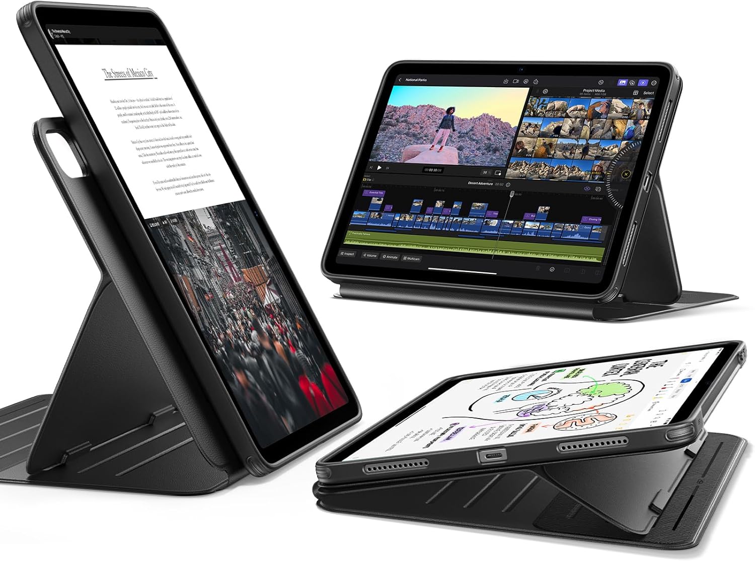 ESR for iPad Air 11 Inch Case M4/M3/M2 (2026/2025/2024), iPad Air 5th/4th Gen Case (2022/2020) 10.9 Inch, Removable Magnetic Cover, Adjustable Portrait/Landscape Stand, 9 Standing Angles, Black