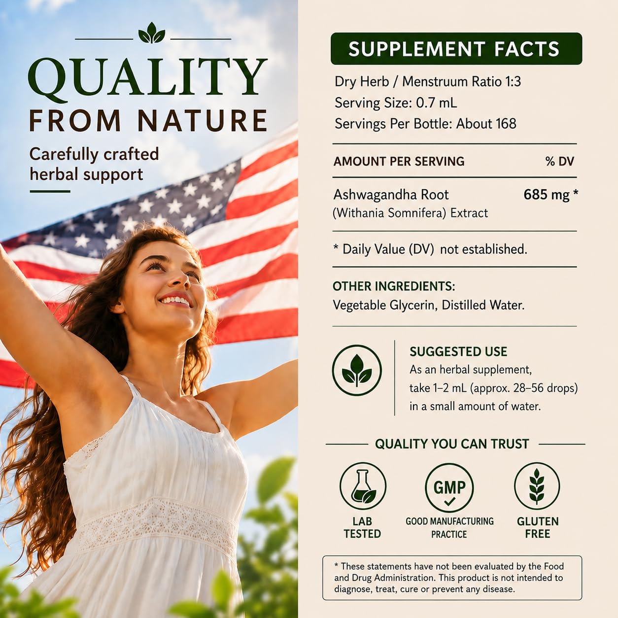 Ashwagandha Supplements – Organic Withania Somnifera Root Extract Liquid Drops – Natural Stress Relief, Mood Booster, Sleep Aid & Calming Support – Non-GMO, Vegan Formula – 4 fl oz — Amazon image 2
