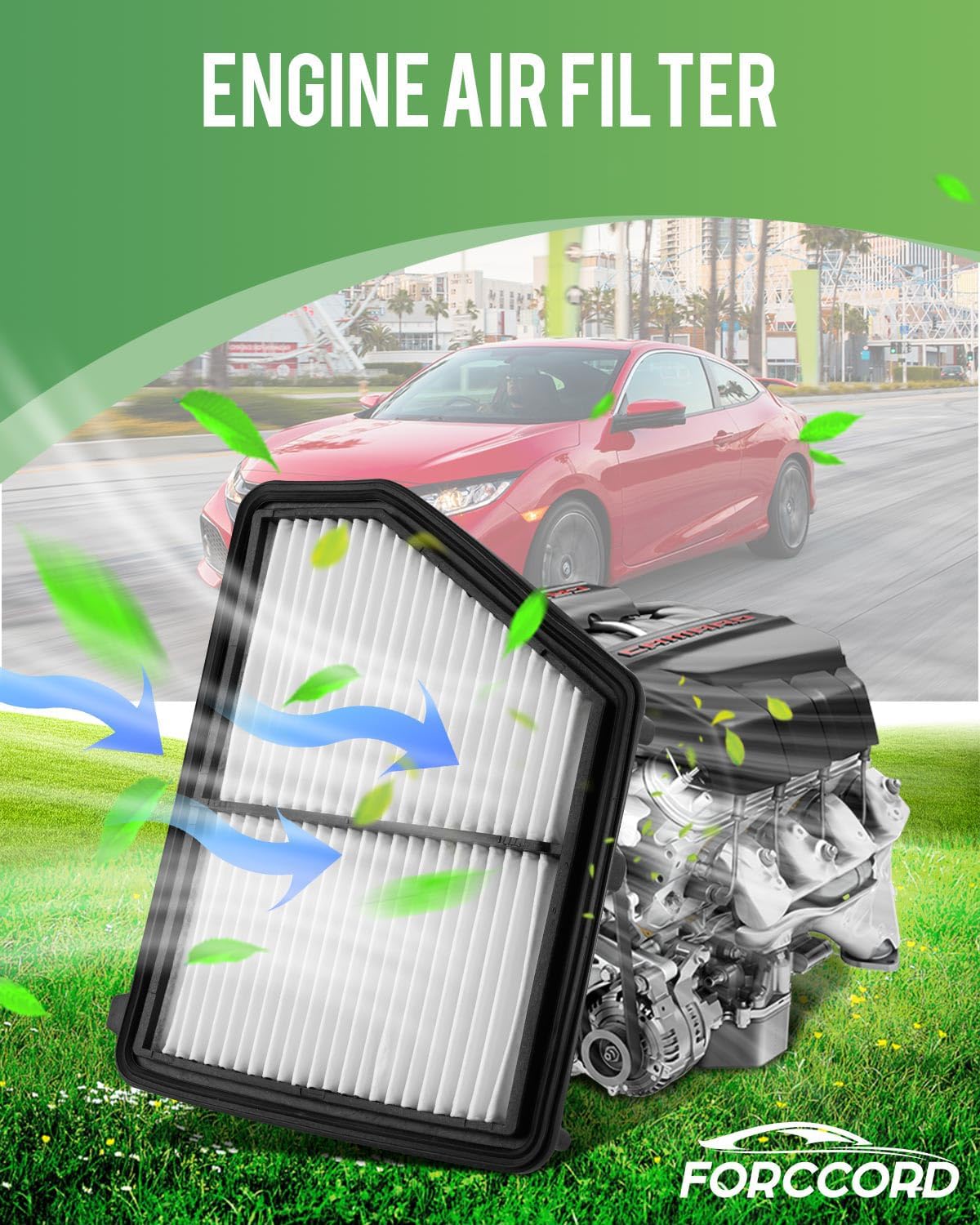 Cabin and Engine Air Filter Fit for Honda Civic (2.0L Gas) 2016-2023 2024 2025 2026 Naturally Aspirated Only Activated Carbon Cabin Filter Replacement CF11182 CA12051 Car Accessories