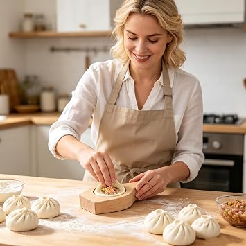 Bao Bun Maker、木製スチームモールド Baozi MakerマシンDIY蒸しホームキッチンベーキングクッキング中国ケーキクッキースタンプムーンフラワーシェイプミッドモールドウッドペストリーツール完璧な生地形成