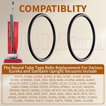 Vacuum Belt 30563B 30563A Round Belt for Eureka Sanitaire Commercial Upright Vacuum Cleaner SC888, SC899, SC887, SC649, C2094, Replace Sanitaire Vacuum Parts Belt (2 Pack)