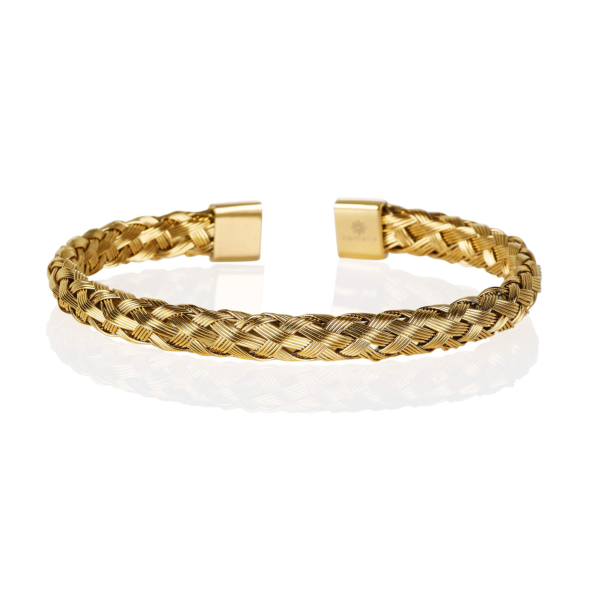 namana Pulsera Brazalete para Hombres. Pulsera de Acero Inoxidable o Chapado Oro para Hombre. Pulsera con Hilos de Acero Trenzado. Pulseras para Hombre con Caja de Regalo