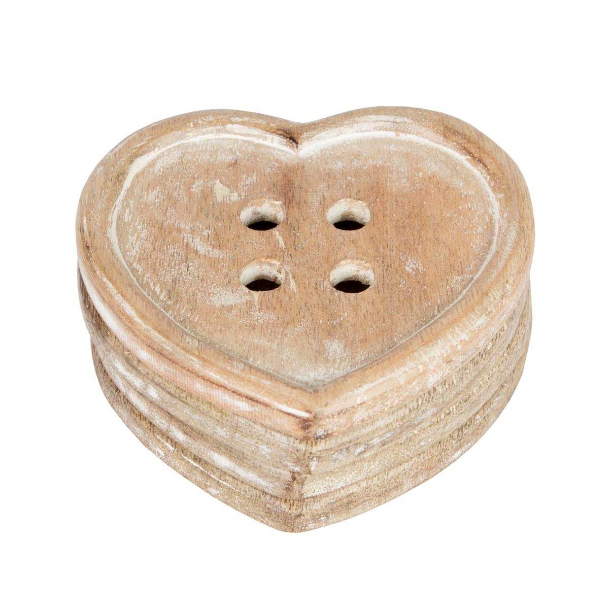 Sass & Belle Set Of 4 Heart Button Wood Coasters