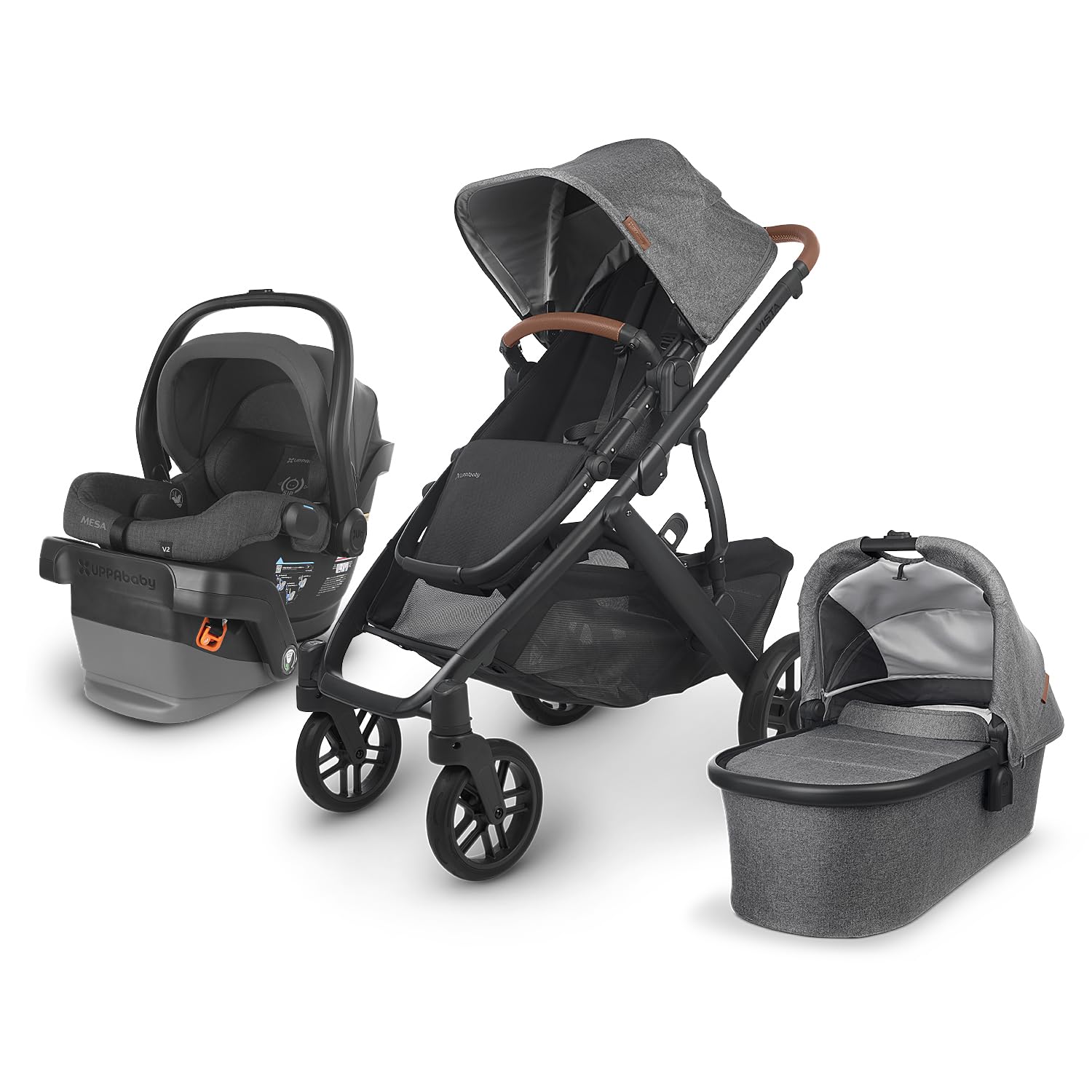 UPPAbaby Travel System, Includes Vista V2 Stroller + Mesa V2 Car Seat Combo/Bassinet, Toddler Seat, Rain Shield, Storage Bag, Car Seat, Base + Robust Infant Insert Included/Greyson (Charcoal Mélange) UPPAbaby Travel System, Includes Vista V2 Stroller + Mesa V2 Car Seat Combo/Bassinet, Toddler Seat, Rain Shield, Storage Bag, Car Seat, Base + Robust Infant Insert Included/Greyson (Charcoal Mélange)