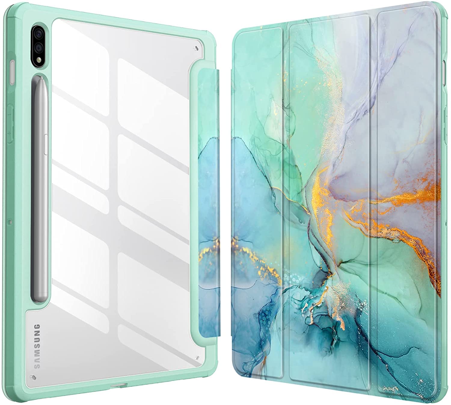 SwooK Hybrid Case for Samsung Galaxy Tab S8 / S7 11 inch SM X700 X706 T870 T875 T878 with S Pen Holder Shockproof Clear Back Shell Auto Wake/Sleep Flip Cover Case (Navy Blue) (B0B2JYFJ81) Amazon Price History, Amazon Price Tracker
