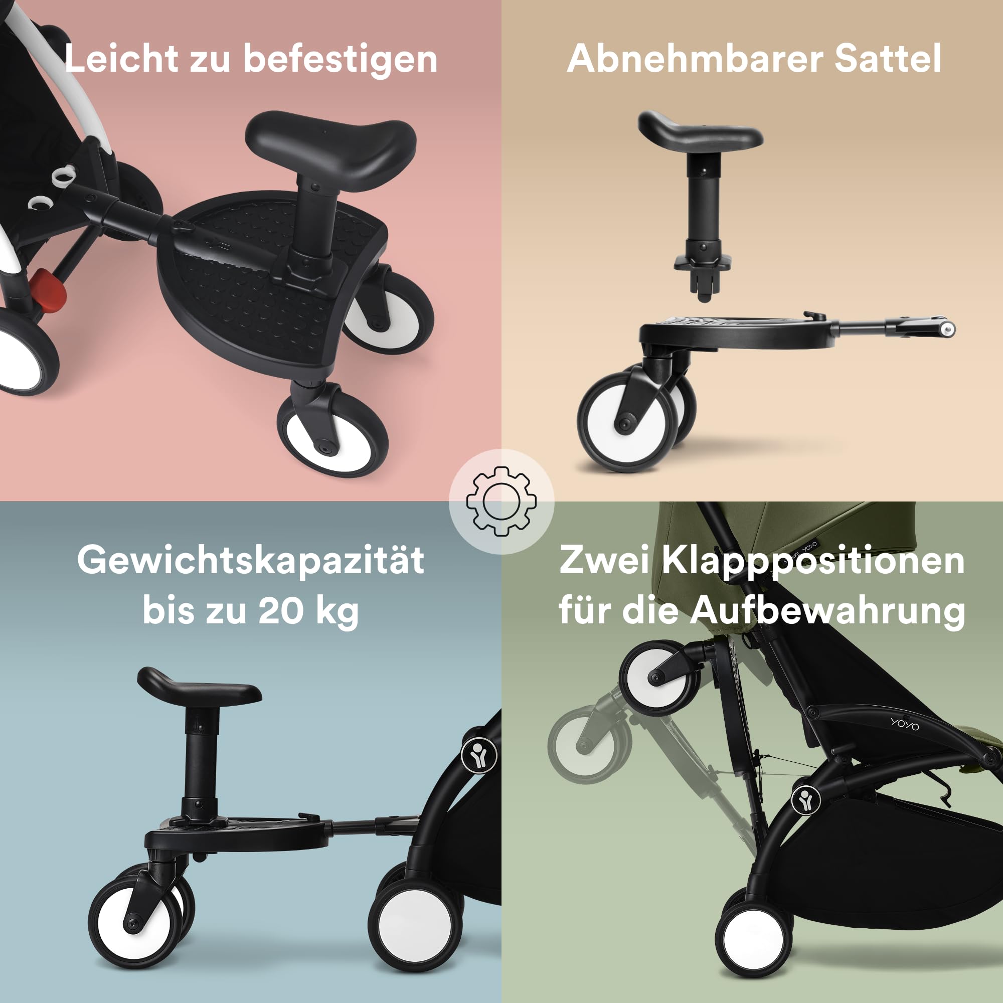 Stokke YOYO board - Einfach am YOYO Kinderwagen zu installieren - Bietet zusätzlichen Sitz für Kinder bis 20 kg