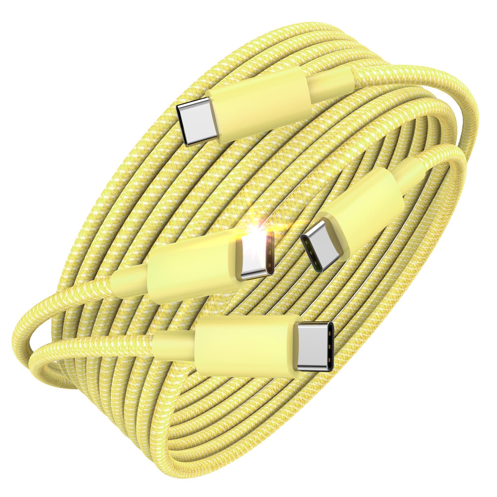 ANMIELUSB C to USB C Charger Cable [2-Pack 2M], 240W Type C Fast Charging Cable Compatible with MacBook Pro, iPad Pro Air, iPhone 15/15 Plus/15 Pro Max, Galaxy S23+/S23 Ultra, Pixel-Yellow