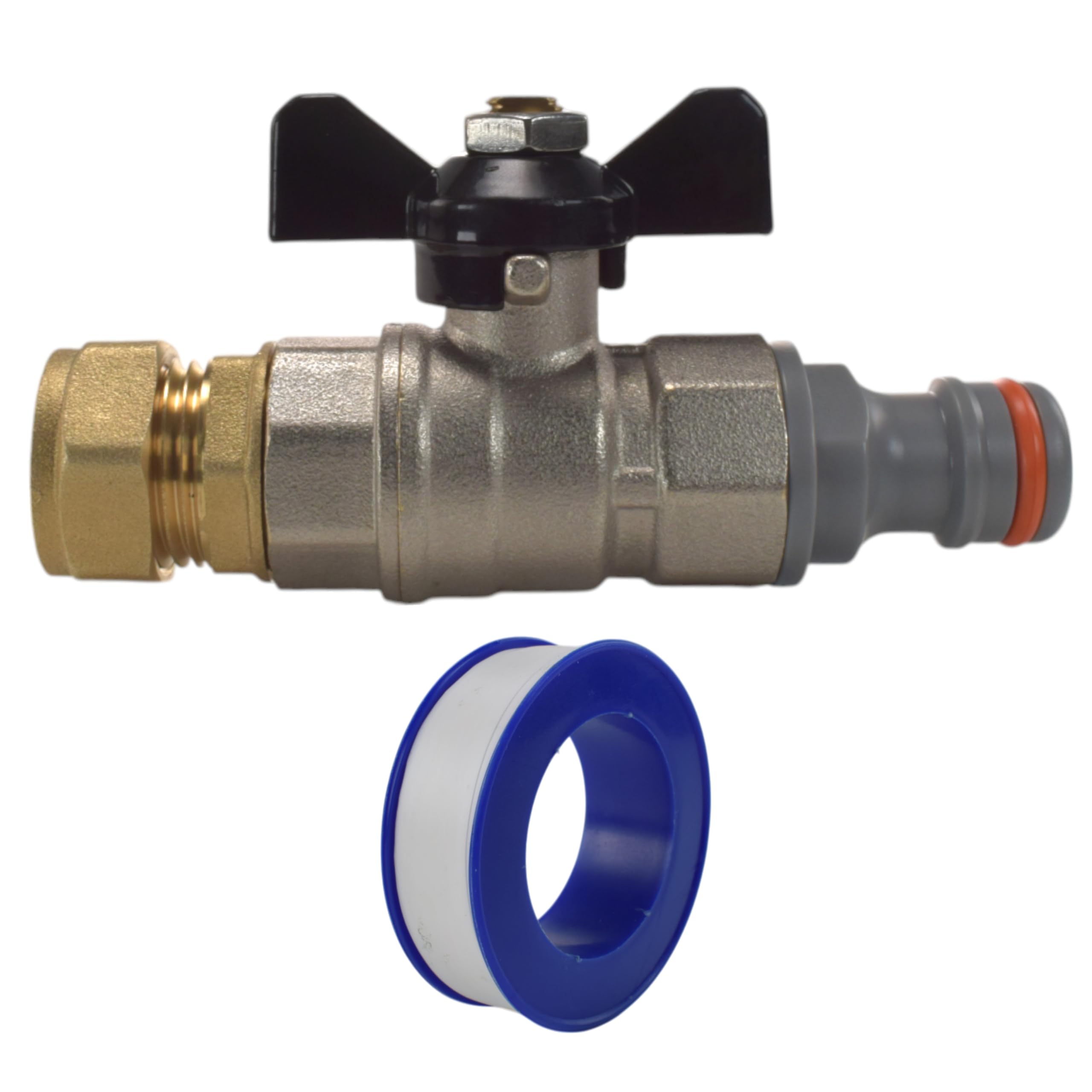 Cost Wise Gray Adaptor Valve To Link A 15Mm Copper Water Supply Pipe To A Garden Hose Click Connector Fitting For Outdoor Water Ing Supply With Ptfe Tape