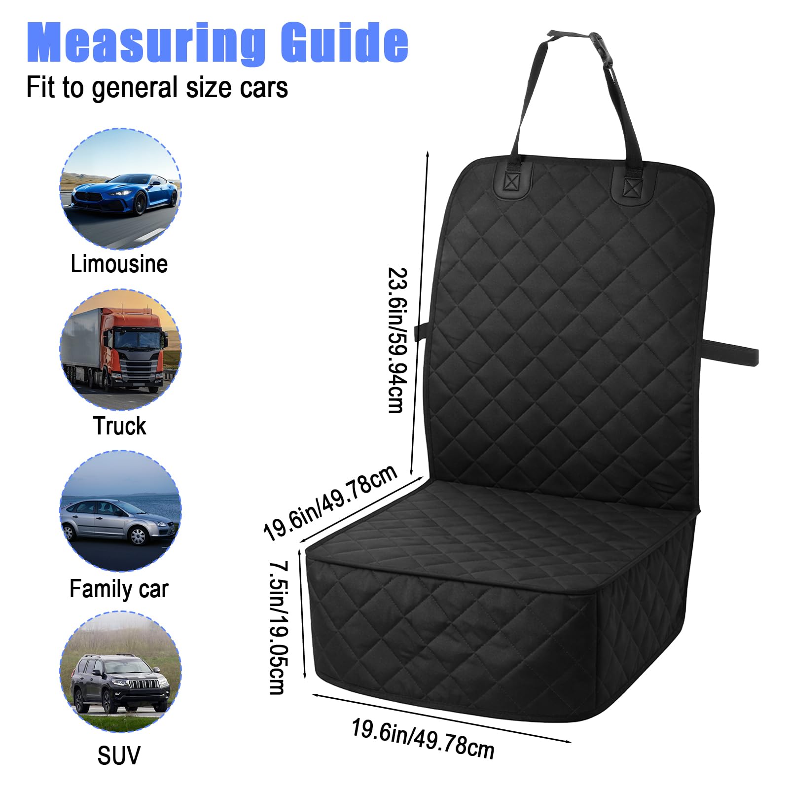 2 Pack Front Dog Car Seat Cover, Waterproof 600D Oxford Pet Car Front Seat Protector with Side Flaps, Nonslip ScratchProof Captain Chair Seats Cover for Cars Trucks SUVs, Standard Size - image 2