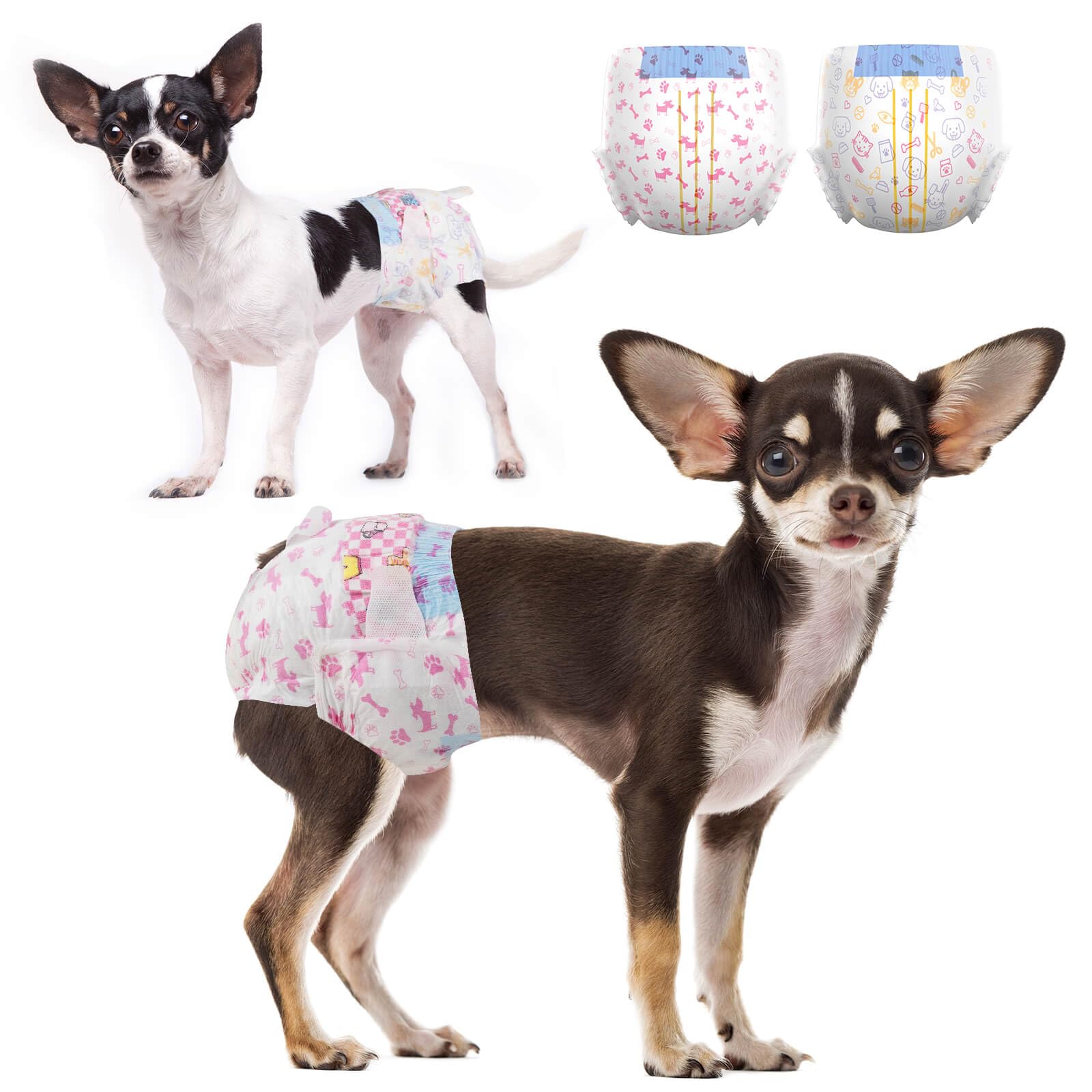 Dono Female Disposable Dog Diapers-48PCS, Disposable Female Dog Period Diapers for Heart with Wetness Indicator, Super Absorbent Doggie Puppy Diapers