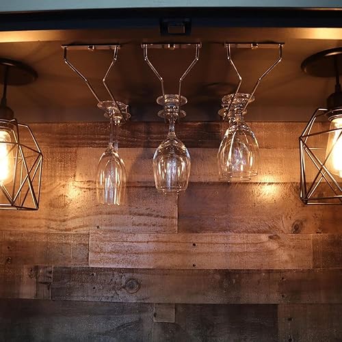 Miniatura 7 de Estante para copas de vino de 14 pulgadas, soporte para copas de vino de acero inoxidable con acabado cromado, soporte para copas colgantes para