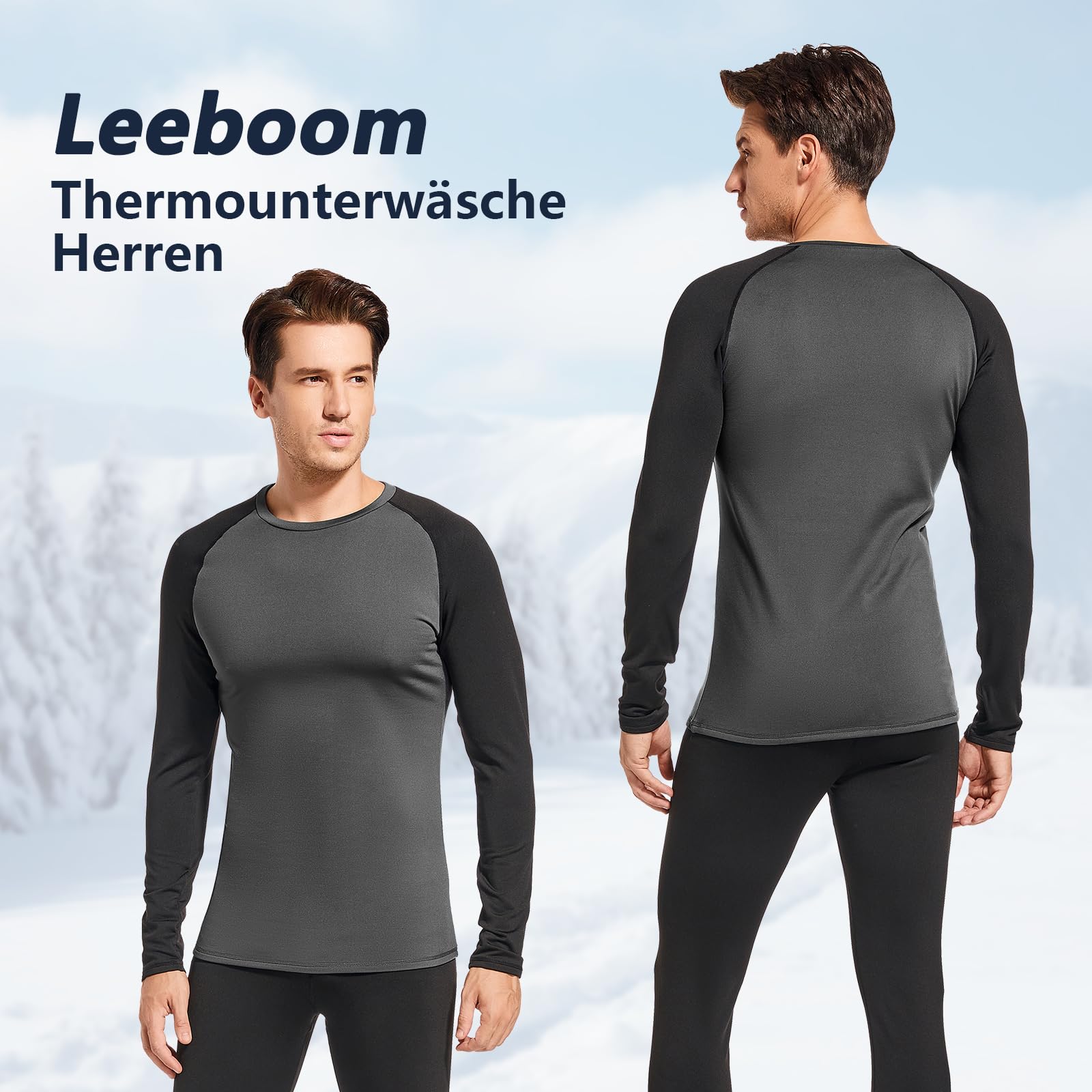 Leeboom Intimo Termico Uomo Invernale Tuta Termica Uomo Antivento Intimo Termico Sci Uomo Biancheria Intima Termica Set per Sci Palestra Ciclismo Corsa