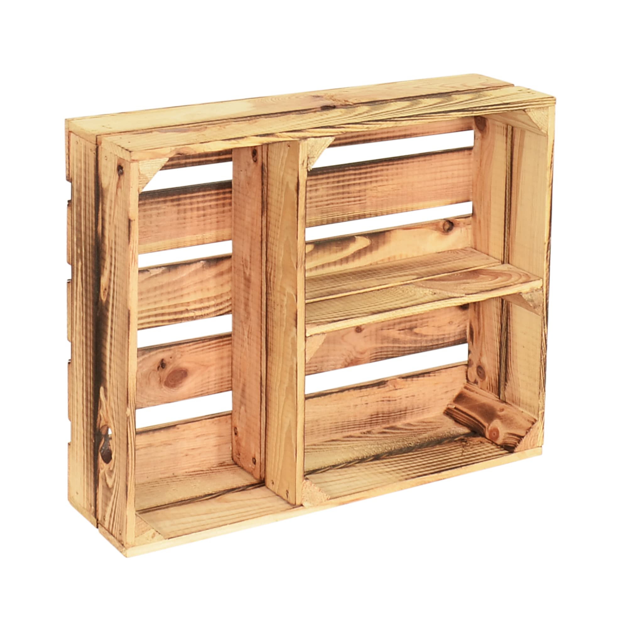 4 Set Holzregal Schmalhanz 50x40x15cm - Hell Geflammt T Regal
