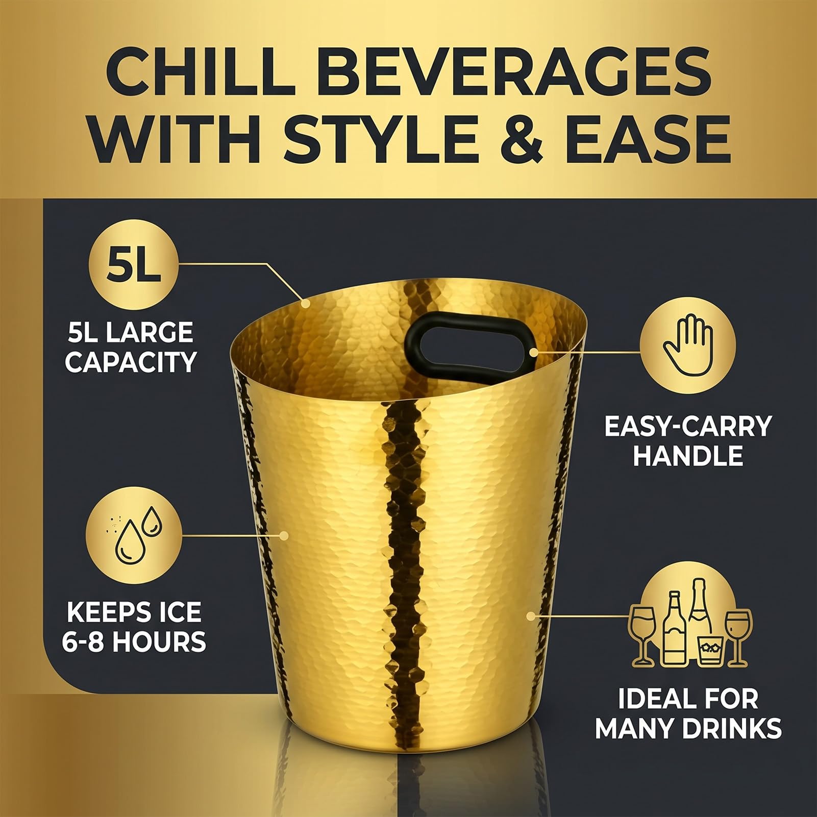Naroote Seau à Champagne Inox 5L (GOLD)