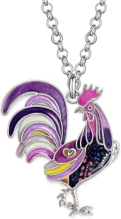 WEVENI Enamel Alloy Rhinestone Chicken Necklace Hen Rooster Pendant Chain Fashion Jewelry Novelty Gifts For Women Ladies