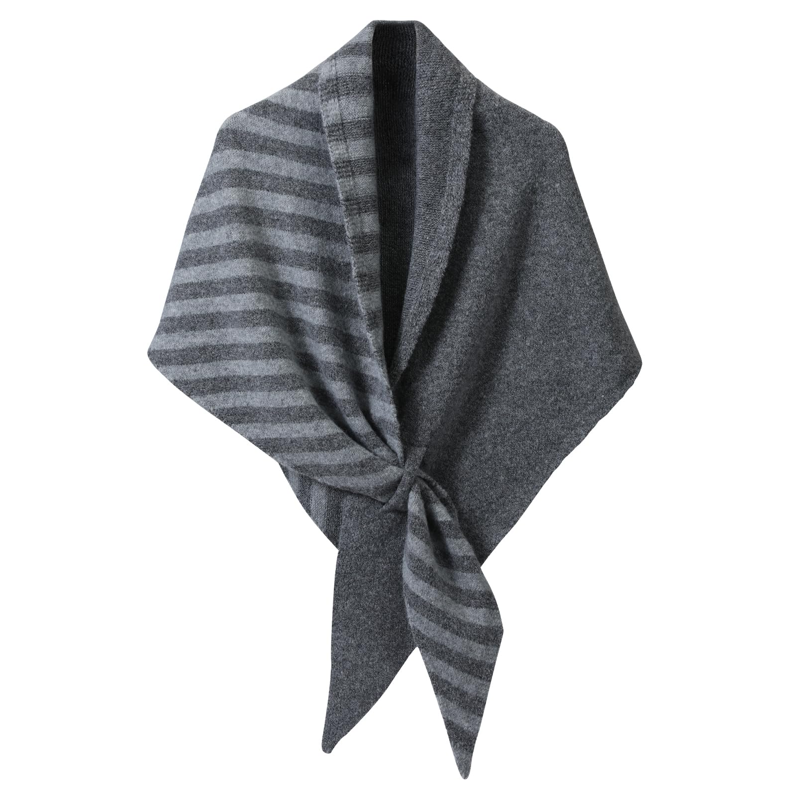 Wocharm Women's Grey&Stripe Pashmina Shawl Wraps, Soft Open Front Poncho Sweater, Knitted Shawls Wool Cashmere Shoulder Top Sweater Shawls Triangle Scarf (Grey&Stripe)