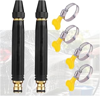 High Pressure Hose Nozzle with Metal Connector, Heavy Duty Adjustable Twist Hose Nozzle, High Pressure Hose Attachment for Car Washing, Garden Hose Outdoor Cleaning & Plant Watering (2pcs)