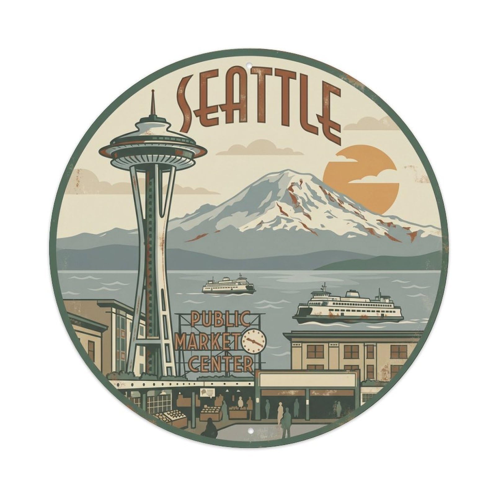 USA Retro Travel Seattle Metal Tin Sign