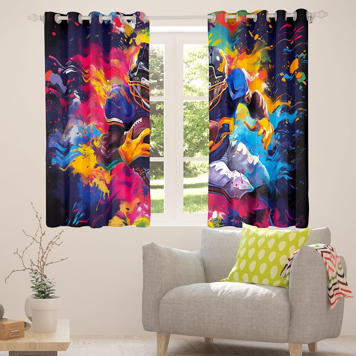 Homewish Rugby Spieler Fenstervorhang 137x117(HxB)