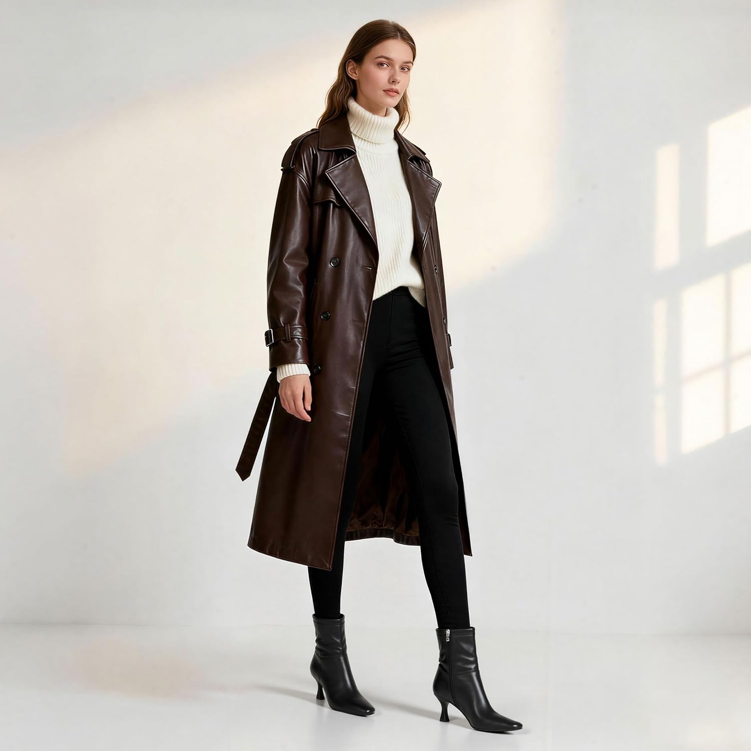 Goiphrri Ankle Boots for Women Kitten Heels Boot Womens Square Toe Short booties Office Casual Outfit Heeled Fall Boots Stretch Booties with Side Zipper for Women - Image 4