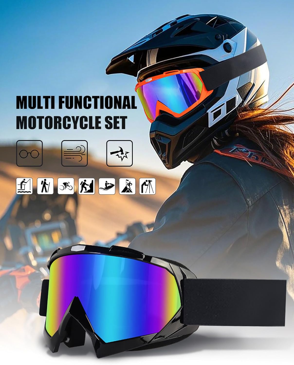 Sand Motocross Mountain Bike Goggles with Balaclava for Women Men Youth, Dirt Bike ATV MX MTB Racing Safty Glasses - Image 3