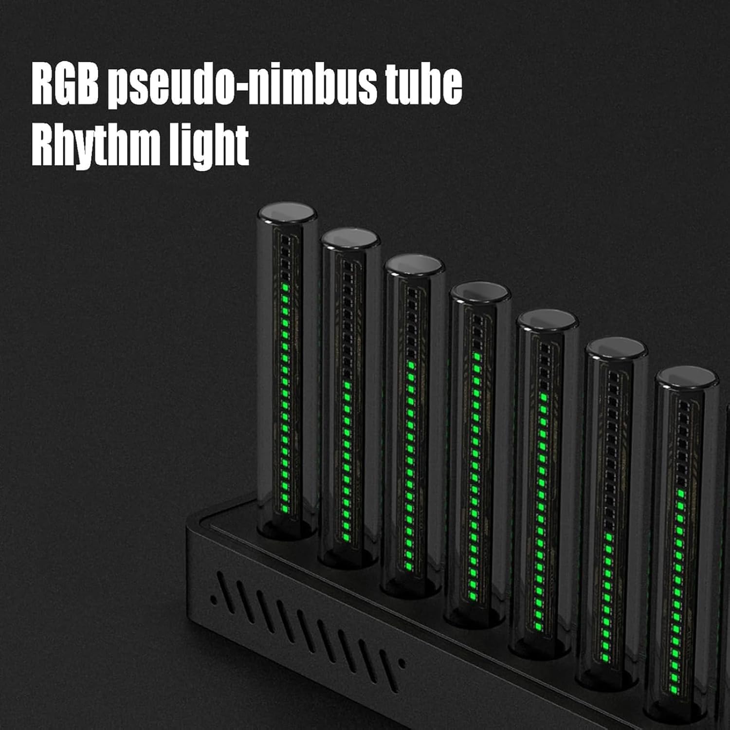Wyświetlacz LED spektrum muzyki, światło rytmiczne RGB z 10 lampkami Nixie, 12 kolorów, 6 wzorów rytmicznych, regulowana jasność i czułość, do studia i pokoju gamingowego