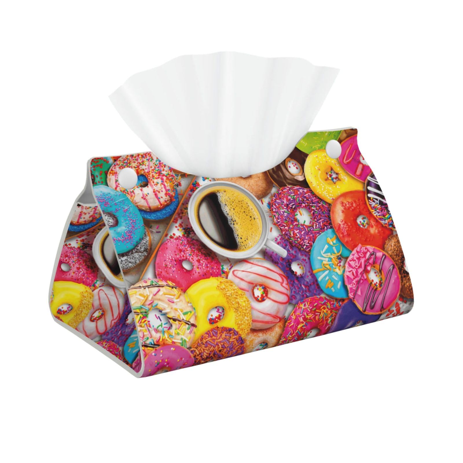 Coffee And Donuts Print Long Tissue Box Cover Tissue Dispenser Box For Living Room, Office, Car, Bathroom