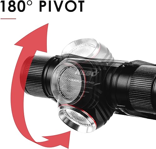 Miniatura 6 de NEBO Transcend - Linterna frontal de 1000 lúmenes y luz de gorra, lámpara LED recargable por USB e inspector de 500+ luz para bolígrafo, 500 lúmenes