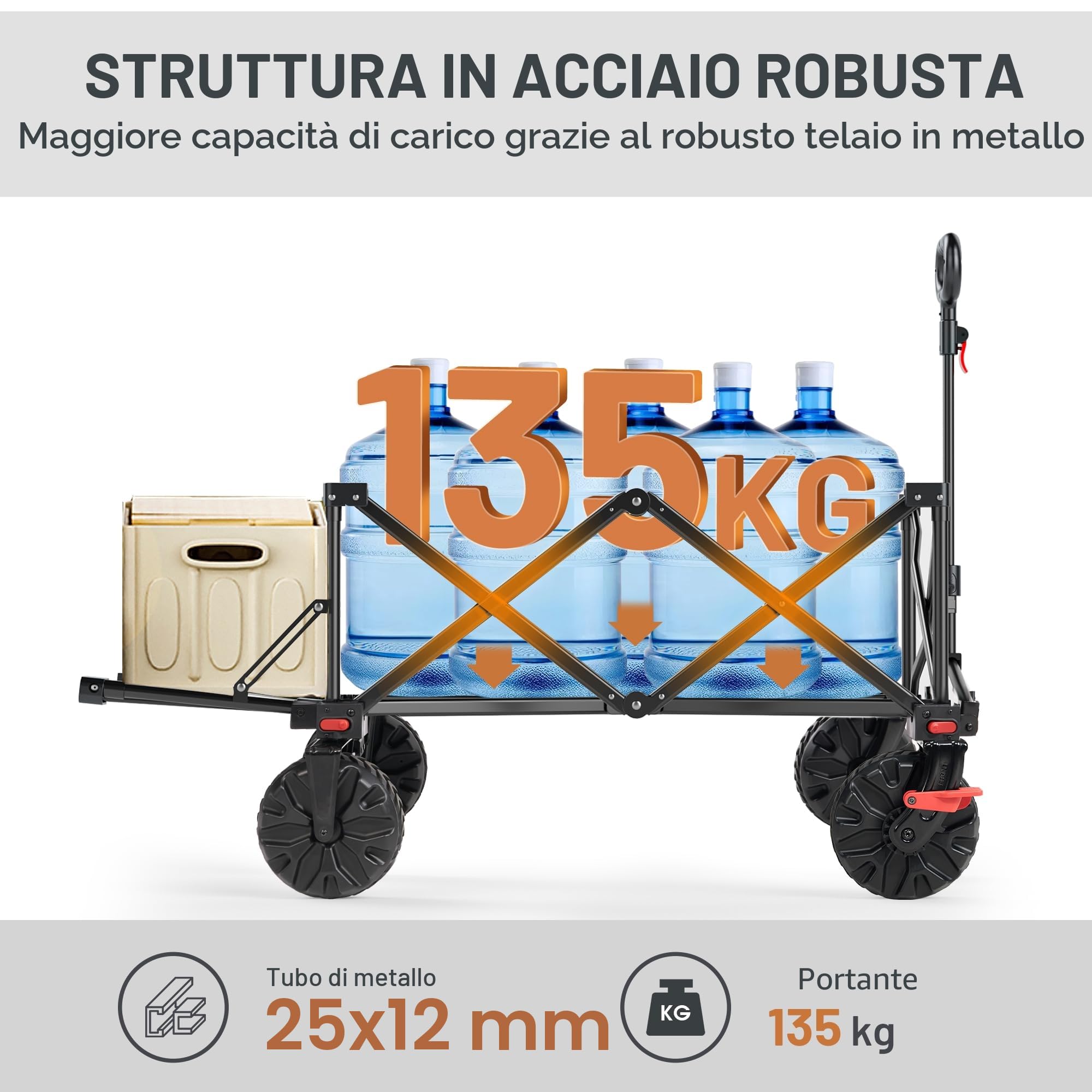TIMBER RIDGE Carrello da Spiaggia Pieghevole XXXL con Portellone con Ruote Larghe Staccabili e Maniglia Regolabile per Campeggio Giardino Shopping 135 kg