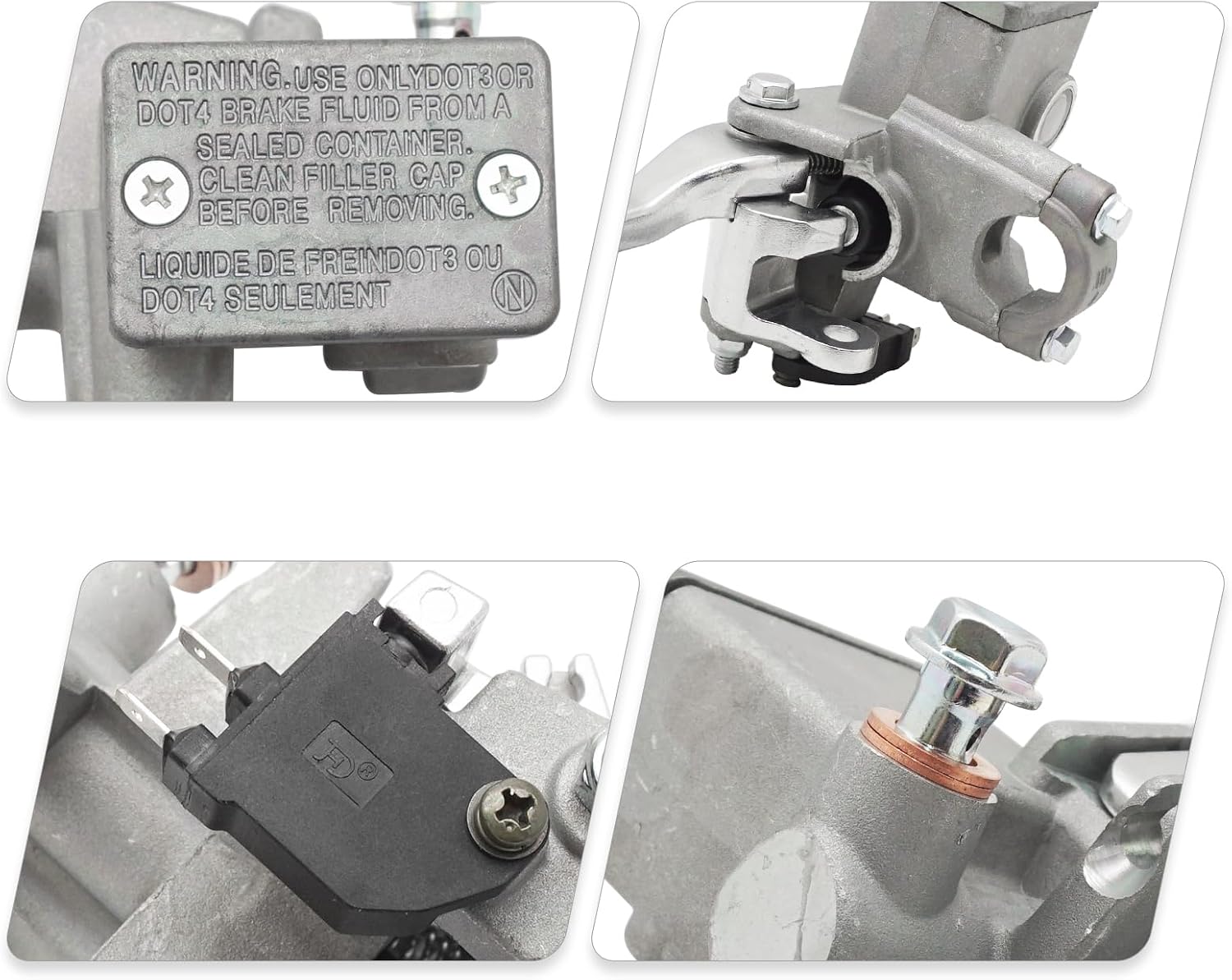 M MATI Grey Rear Brake Master Cylinder Left Hand for Yamaha Grizzly 700 Grizzly 550 YFM700 YFM550 2UD-F583V-00-00 3B4-2583V-11-00 3B4-2583V-00-00