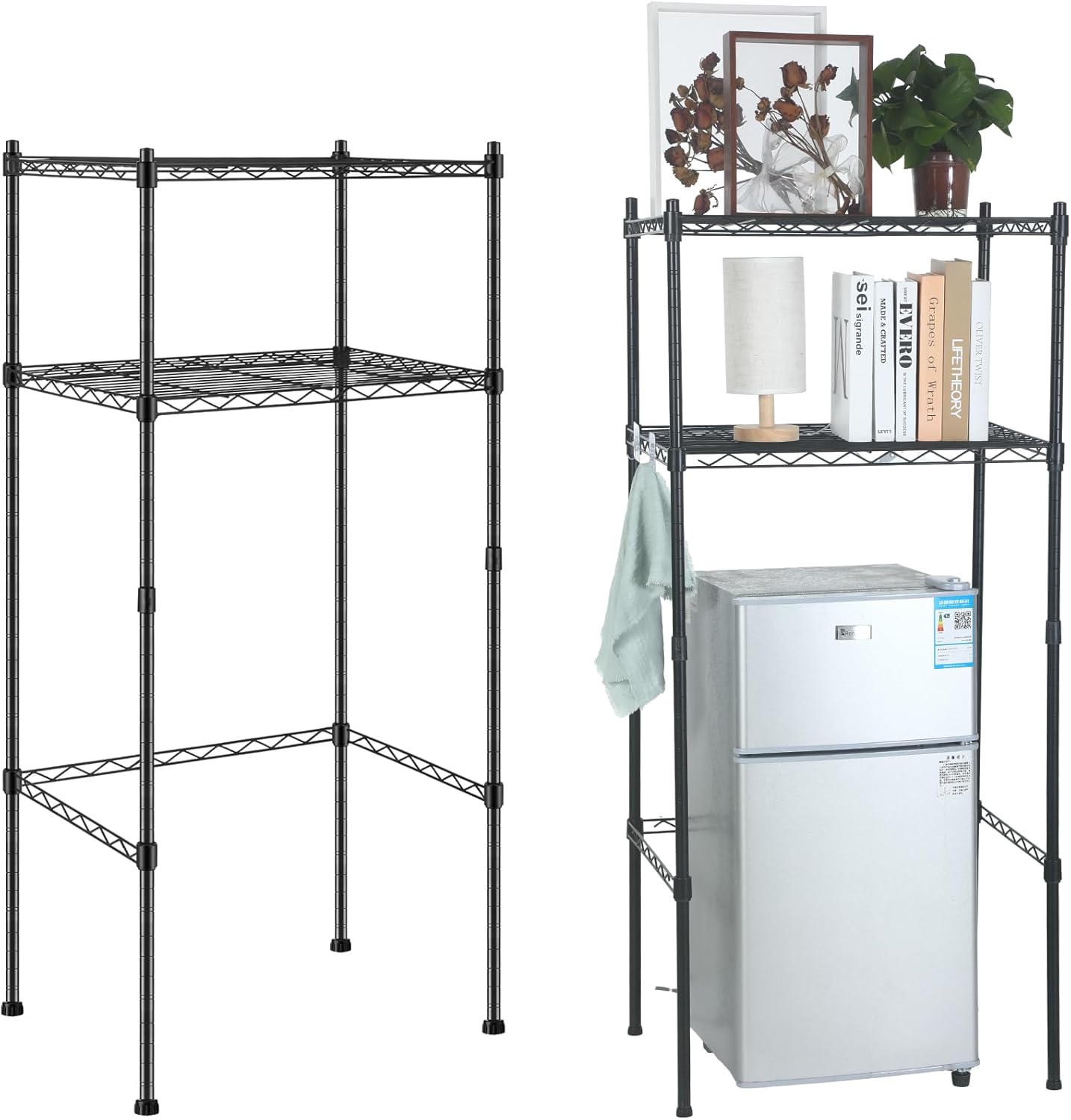 Threehoney Mini prateleira de geladeira de 2 níveis sobre ge... - imagem principal do produto