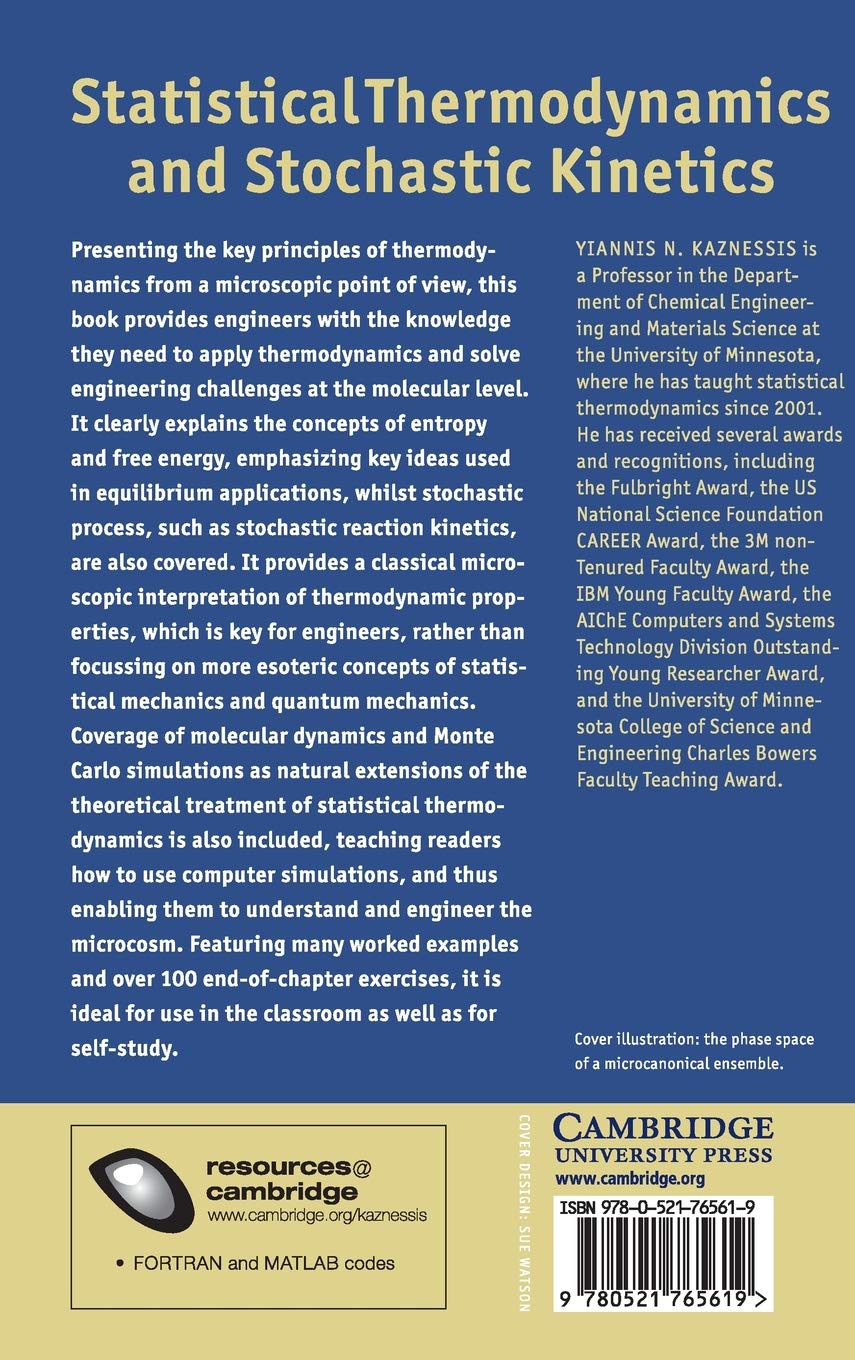 Statistical Thermodynamics and Stochastic Kinetics Hardback: An Introduction for Engineers