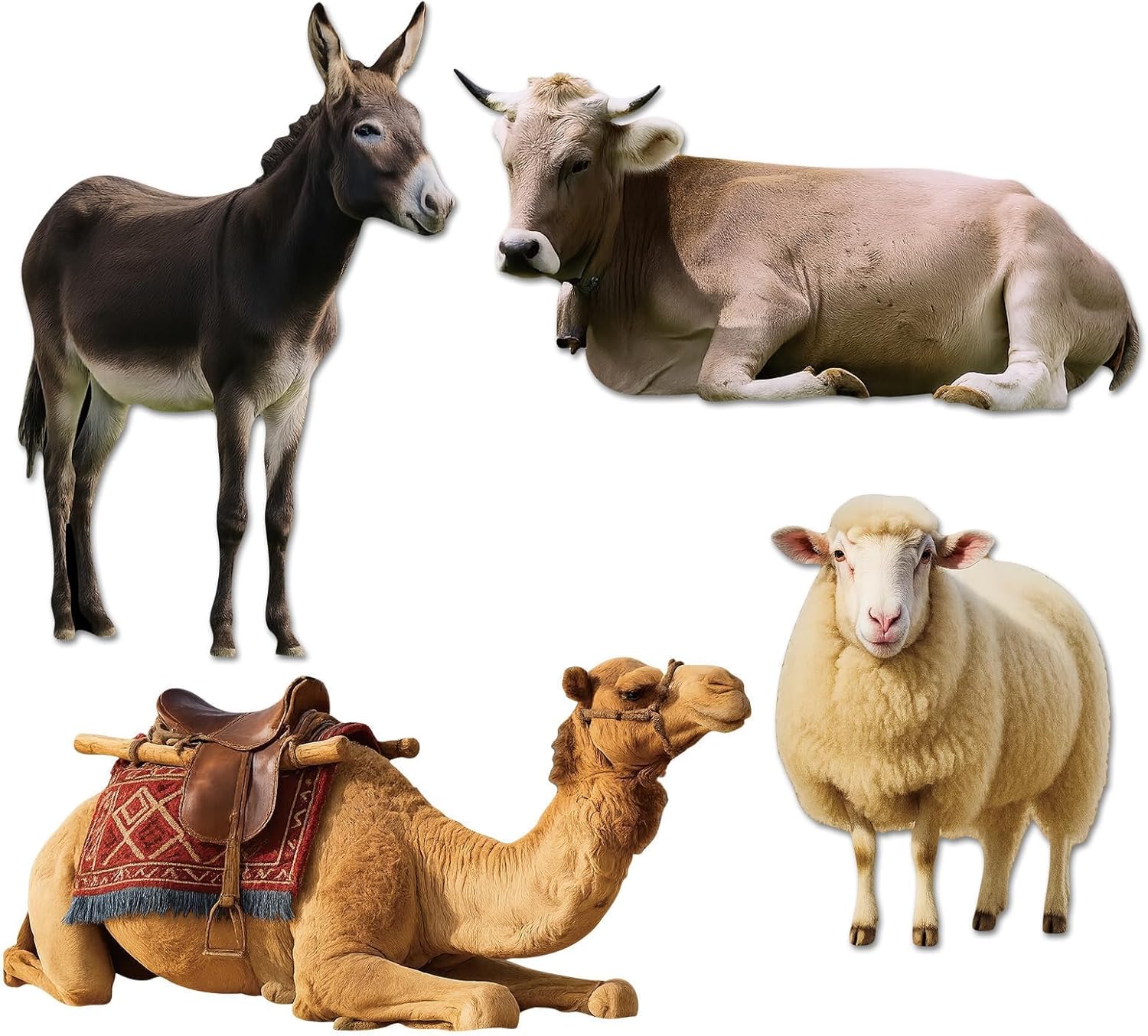Nativity Cow Cardboard Cutout, Christmas Life Size Stand Ups, Large Cow Photo Props, Christmas Nativity Scene Decorations for Xmas Holy Family Christian Vbs Party Supply 23.6 x 31.5 Inch