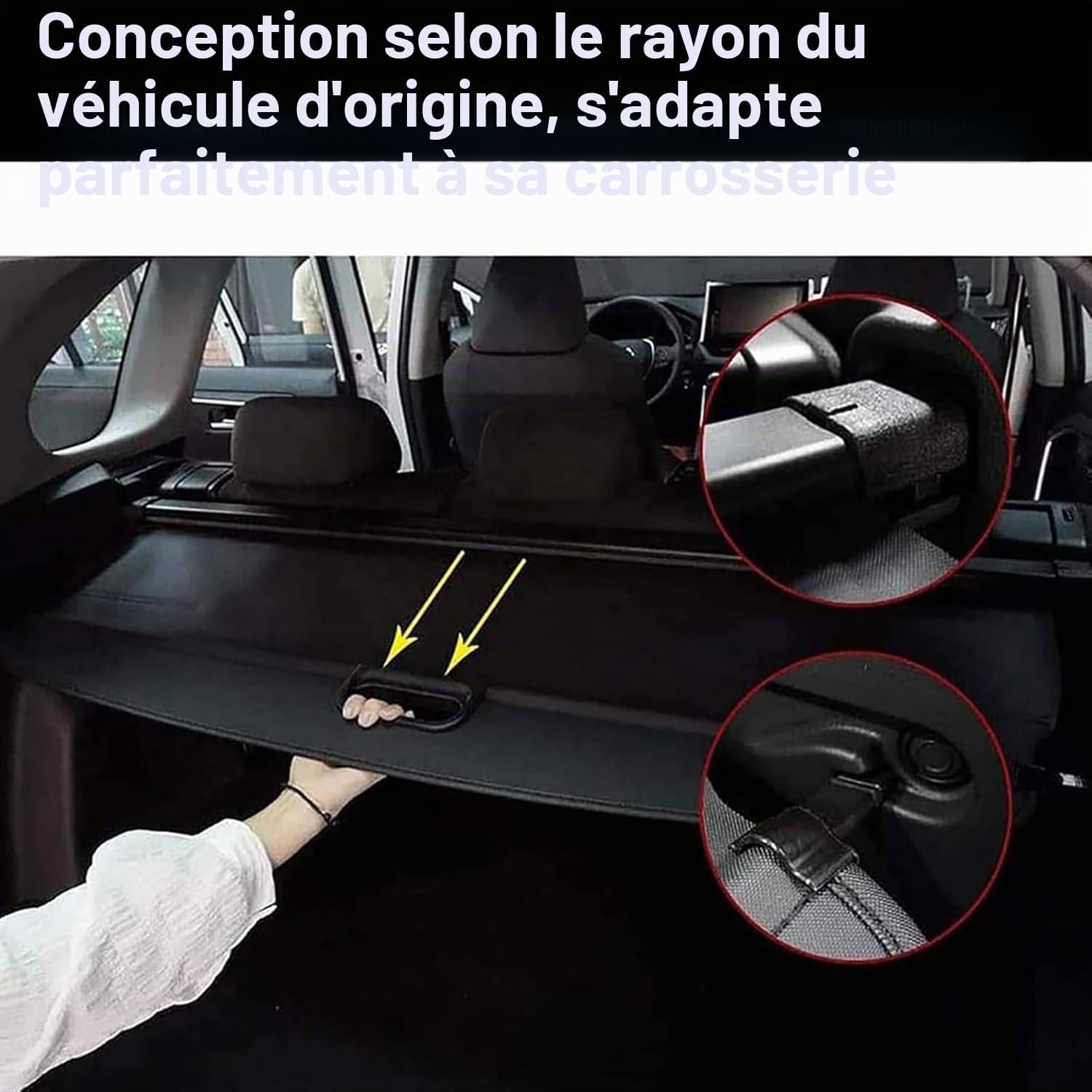 Copri-carico Retrattile per Land Cruiser/Prado FJ150 2010-2018 | Installazione senza fori. Copri-carico per bagagliaio. Impermeabile antigocce. Nasconde gli oggetti. Pulizia veloce.