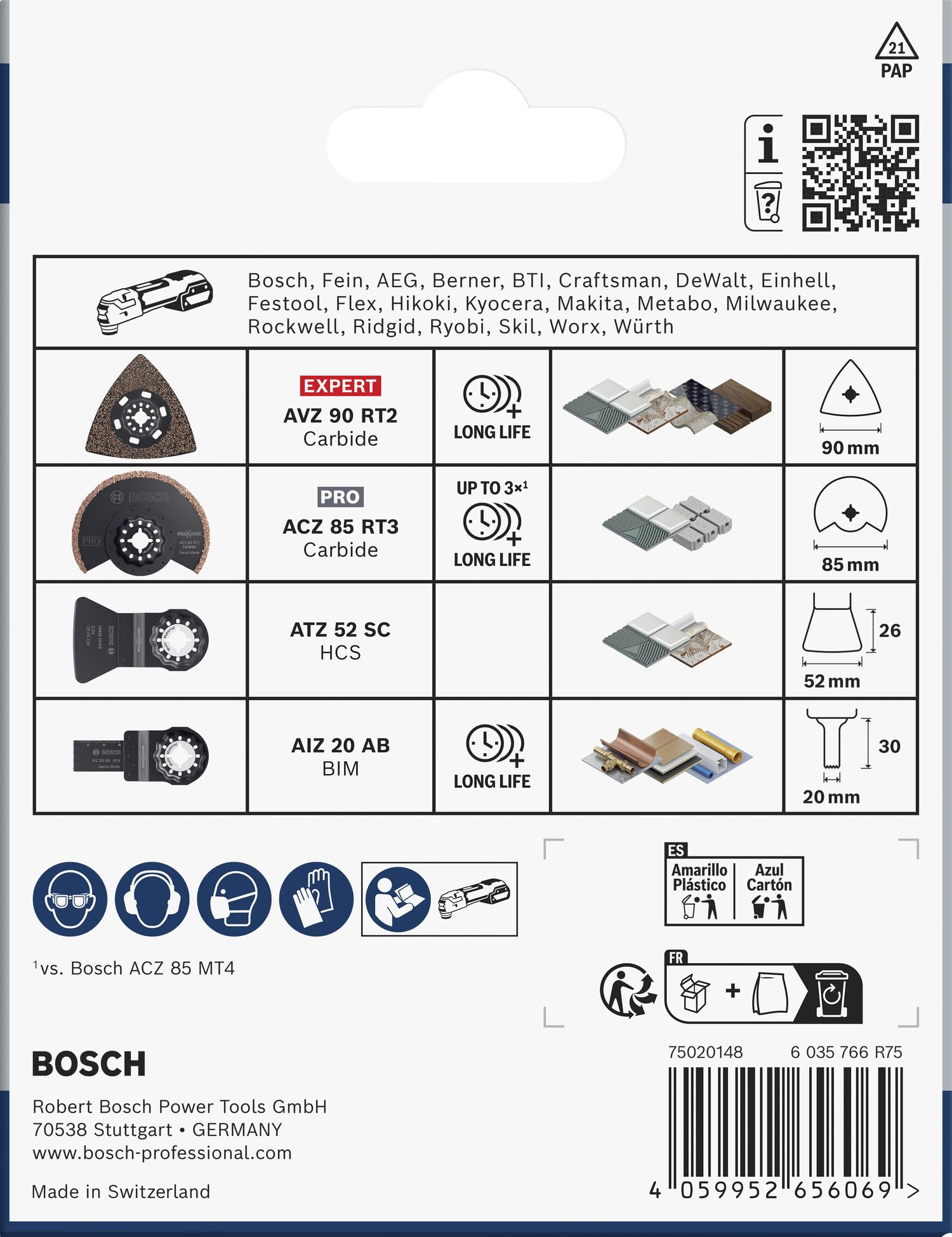 Bosch Set 4X per piastrellatura (per malta, colla, 134 x 104 mm, accessorio professionale multicutter)