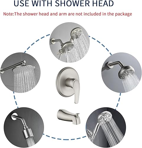 Miniatura 2 de Kit de moldura de válvula de ducha con boquilla de bañera de níquel cepillado para bañera de ducha mezcladora de baño