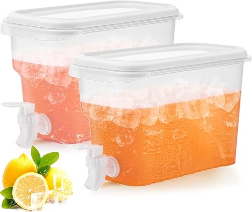Hoolerry 2 dispensadores de bebidas de 0.8 galones para refrigerador, contenedor de jugo de bebida líquida de plástico con espita jarra de limonada