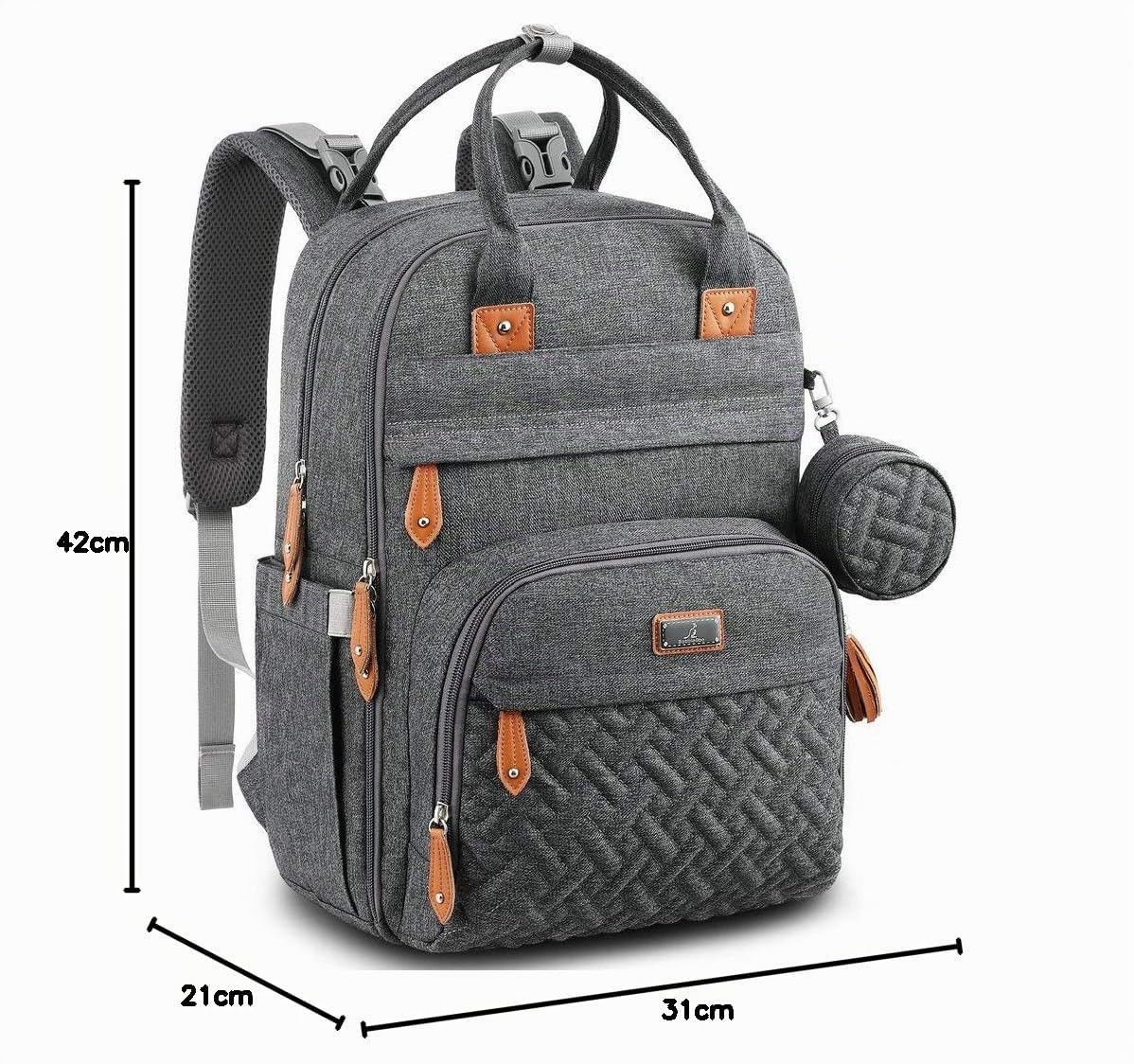 BabbleRoo Mochilas de Pañales para Bebé, Gran Capacidad Mochila de Cambio Bolsa para Pañales con Cambiador y Porta Chupones para Mamá y Papá