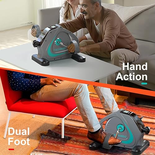 Miniatura 5 de TECHMOO Under Desk Bike Pedal Exerciser Portable Mini Home Exercise Bike with 5LBS Flywheel Sitting Peddler Exerciser for Seniors Legs and Arms