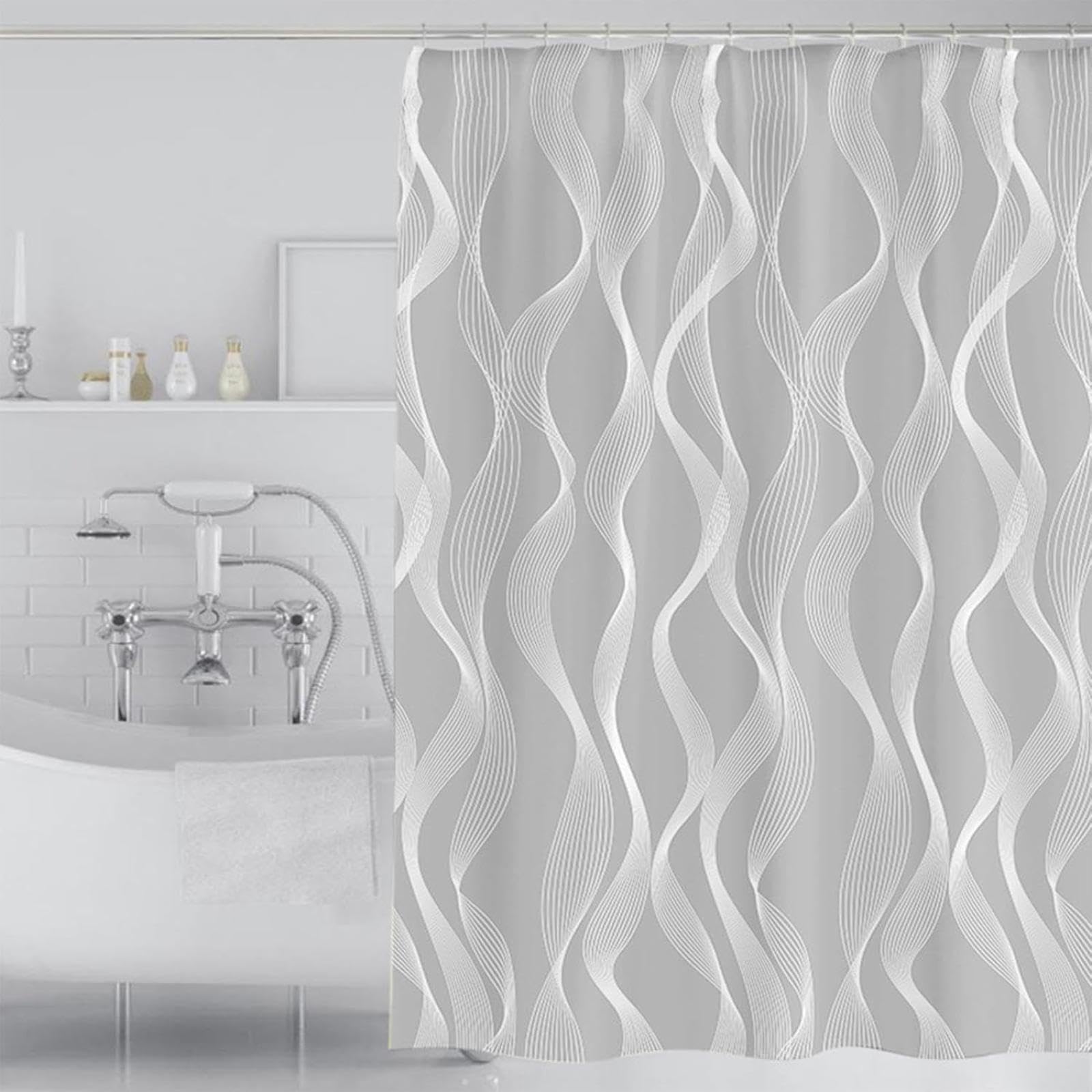 Cortina de ducha impermeable, resistente al moho, lavable y fácil de limpiar, cortina de baño de poliéster con peso de 90 x 220 cm, para baños